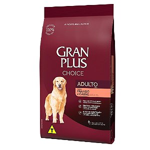 Ração GranPlus Choice Cães Adultos Sabor Frango e Carne