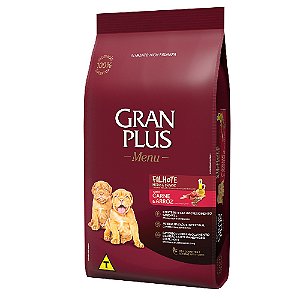 Ração GranPlus Menu Cães Filhotes Sabor Carne e Arroz