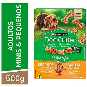 Biscoito Purina Dog Chow Extralife Cães Adultos Raças Pequenas 500g