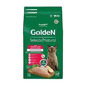Ração Golden Gatos Seleção Natural Castrados Sabor Frango Com Batata Doce - PremierPet