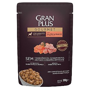 Ração Úmida GranPlus Gourmet Cães Adultos Sabor Salmão e Frango 100g