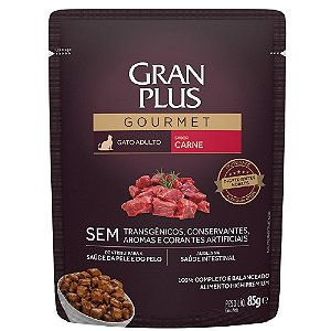 Ração Úmida GranPlus Gourmet Gatos Adultos Sabor Carne 85g