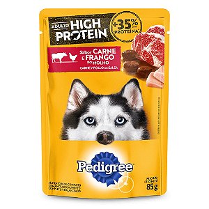 Ração Úmida Pedigree Sachê Cães Adultos High Protein Sabor Carne e Frango 100g