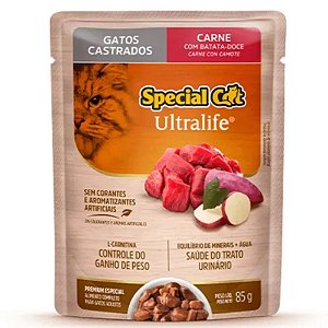 Ração Úmida Special Cat Ultralife Gatos Castrados Sabor Carne Batata-Doce 85g