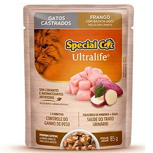 Ração Úmida Special Cat Ultralife Gatos Castrados Sabor Frango Batata-Doce 85g