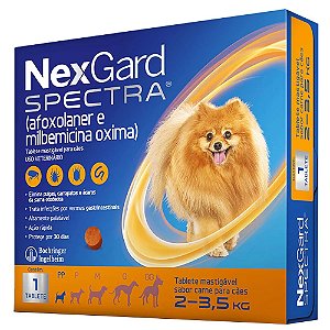 NexGard Spectra Antipulgas, Carrapatos e Vermífugo Cães 2,0kg a 3,5kg