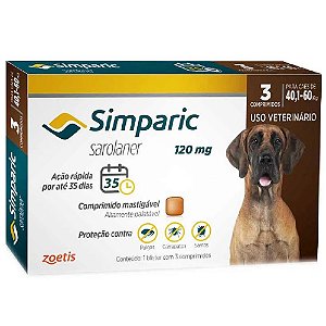 Simparic Antipulgas, Carrapatos e Sarnas para cães de 40,1 a 60 kg