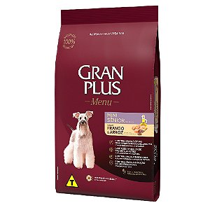 Ração GranPlus Menu Sênior Cães Porte Pequeno e Mini Sabor Frango e Arroz