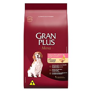 Ração GranPlus Menu Light Cães Adultos Porte Médio e Grande Sabor Frango e Arroz