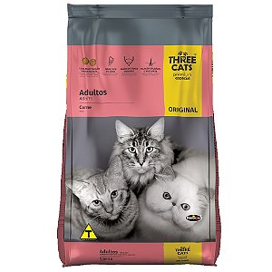 Ração Three Cats Original Gatos Adultos Sabor Carne