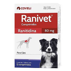 Ranivet 80mg Coveli 12 Comprimidos - Tratamento de Úlceras e Gastrites em Cães