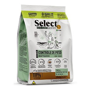 Ração Select by Monello Controle de Peso para Cães Adultos de Porte Mini e Pequeno Sabor Peru, Batata Doce e Maçã