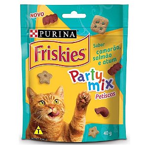 Snack Friskies Party Mix Gatos Sabor Salmão, Camarão e Atum - Purina