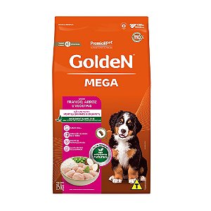 Ração Golden Mega Cães Filhotes Porte Grandes e Gigantes Sabor Frango e Arroz 15kg - PremierPet