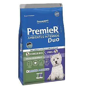 Ração Super Premium Premier Ambientes Internos Duo Cães Adultos Raças Pequenas Sabor Cordeiro e Peru 2,5kg - PremierPet