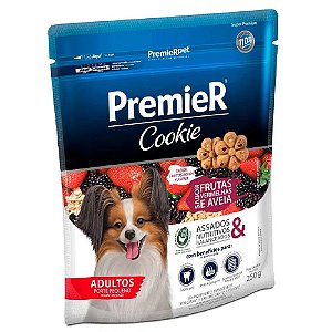 Snack Biscoito Premier Cookie Assados Cães Adultos Pequeno Porte Sabor Frutas Vermelhas e Aveia 250g - Sem Trangênicos - PremierPet