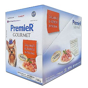 Ração Úmida Super Premium Premier Gourmet Cães Sachê Sabor Salmão e Arroz Integral Display 12un 100g cada - PremierPet