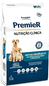 Ração Premier Nutrição Clínica Hipoalergênico Proteína Hidrolisada Cães Adultos e Filhotes Porte Médios e Grandes 10,1kg - PremierPet