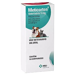 Anti-inflamatório Meticorten 5mg 10 Comprimidos Cães e Gatos - MSD