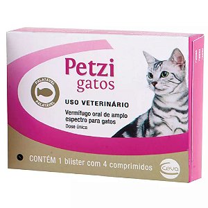 Vermífugo Petzi Gatos 4kg 4 comprimidos - Ceva