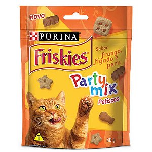 Snack Friskies Party Mix Gatos Sabor Frango, Fígado e Peru 40g - Purina