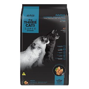 Ração Three Cats Super Premium Gatos Castrados e Bolas de Pelos Sabor Frango 10,1kg - Hercosul