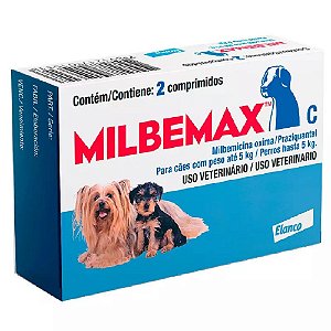 Milbemax C Vermífugo para Cães até 5Kg 2comprimidos - Elanco