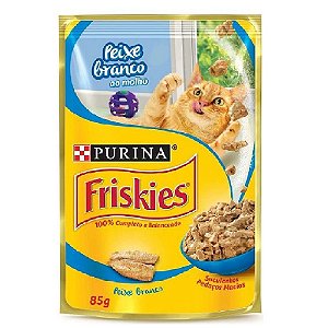 Ração Úmida Friskies Sachê Gatos Adultos Sabor Peixe Branco ao Molho 85g - Purina