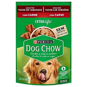 Ração Úmida Purina Dog Chow Sachê Cães Adultos Sabor Carne e Arroz 100g
