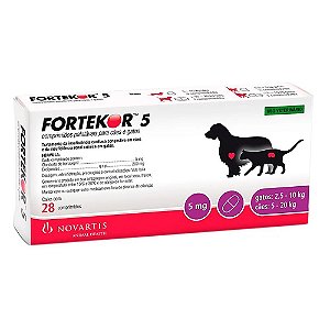 Fortekor 5mg 28 Comprimidos Tratamento de Insuficiência Cardíaca e Renal - Elanco