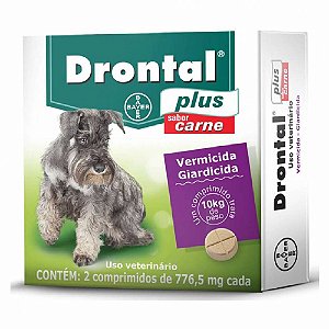 Vermífugo Drontal Plus 10kg Sabor Carne 2 Comprimidos - Elanco