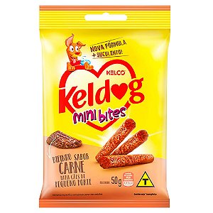 Snack Bifinho Keldog Mini Bits Sabor Carne 50g - Kelco