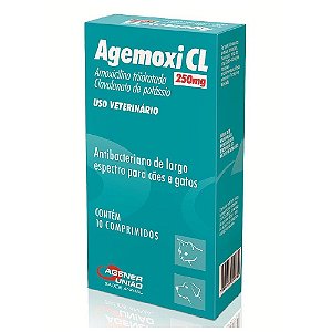 Agemoxi 250mg Antibiótico 10 Comprimidos Cães e Gatos - Agener