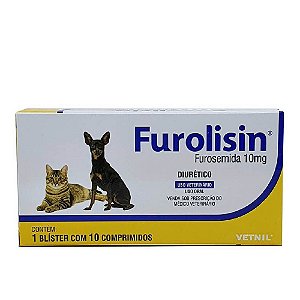 Furolisin 10mg Diurético Cães e Gatos 10 Comprimidos - Vetnil