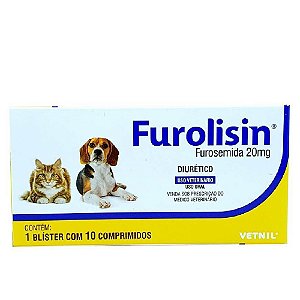 Furolisin 20mg Diurético Cães e Gatos 10 Comprimidos - Vetnil
