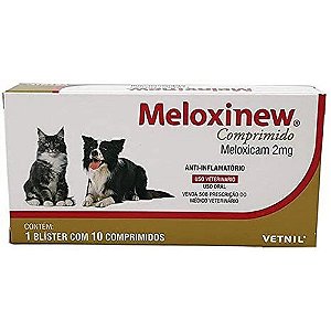 Anti-Inflamatório Meloxinew 2mg Cães e Gatos 10 Comprimidos Vetnil