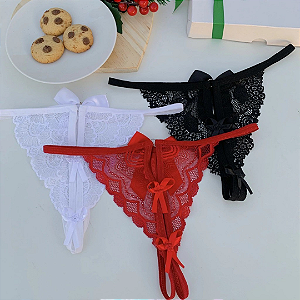 KIT 3 APRESSADINHA SORTIDAS CALCINHA ABERTA PRETA BRANCA E VERMELHA