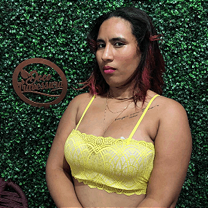 SUTIÃ TOP RENDA COM BOJO SEM REGULAGEM SUTIEN SUTIAN TOP