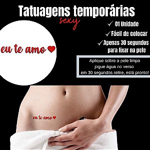 EU TE AMO CORAÇÃO TATUAGEM TEMPORARIA