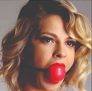 MORDAÇA FORMATO BOLA COM ALÇA EM CETIM REGULÁVEL