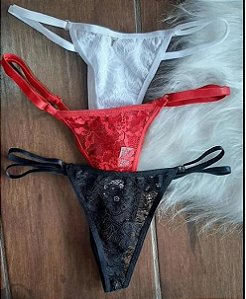 KIT COM 3 CALCINHAS TIPO TANGA FIO DENTAL