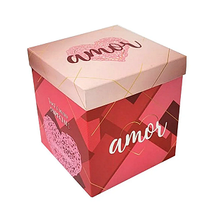 CAIXA CUBO ESTAMPADA VERMELHA AMOR