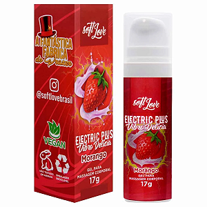 ELETRIC PLUS VIBRO DELÍCIA SABOR MORANGO GEL ELETRIZANTE 17G VIBRADOR LIQUIDO