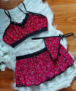 CONJUNTO BABY DOLL PIJAMA LOVE'S- DIVERSAS CORES E ESTAMPAS