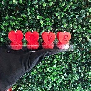VELA VERMELHA DECORATIVA LOVE KIT COM 4 VELAS