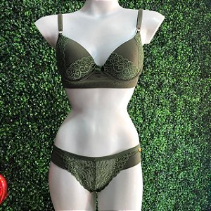 CONJUNTO LINGERIE VERDE OLIVA