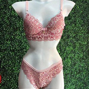 CONJUNTO LINGERIE ROSÉ ENCANTO- ROSA