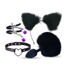 KIT COELHA GRAMPOS SEIOS GARGANTILHA TIARA PLUG P