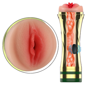 MASTURBADOR LANTERNA MASCULINO EM FORMATO VAGINA TROPHY CUP COM VIBRADOR