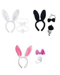 TIARA COELHA COELHO COM RABINHO E GRAVATA ACESSÓRIO PARA FANTASIA